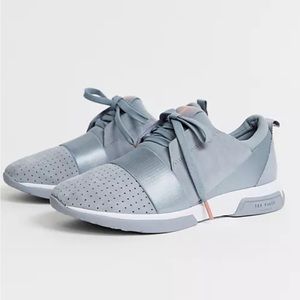 Ted Baker Sporty Strap Detail Trainers in Gray-Blue Size 6.5